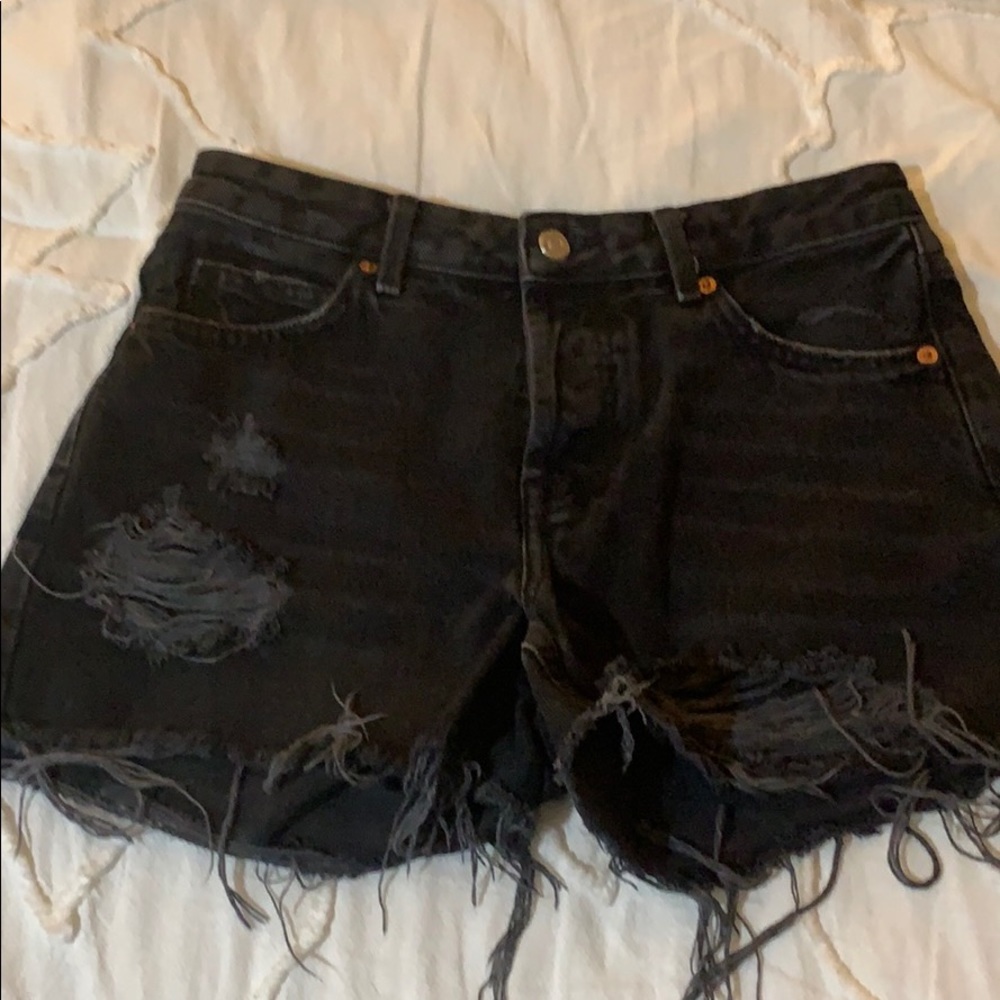 High Waisted Black Denim TopShop shorts